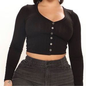 Black long sleeve crop top